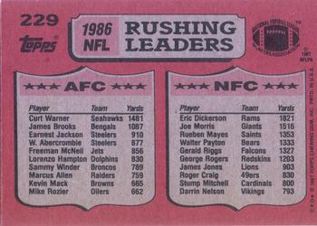 1987 Topps #229 Curt Warner / Eric Dickerson Back