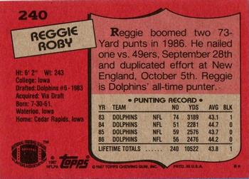1987 Topps #240 Reggie Roby Back