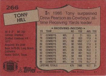 1987 Topps #266 Tony Hill Back