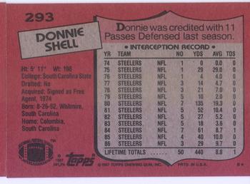 1987 Topps #293 Donnie Shell Back