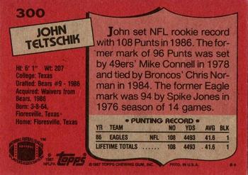 1987 Topps #300 John Teltschik Back