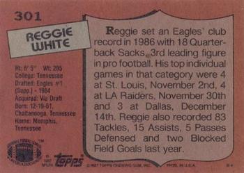 1987 Topps #301 Reggie White Back