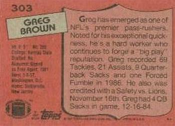 1987 Topps #303 Greg Brown Back