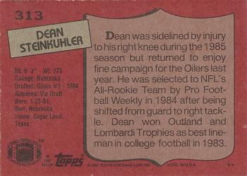 1987 Topps #313 Dean Steinkuhler Back