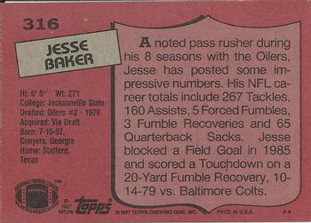 1987 Topps #316 Jesse Baker Back