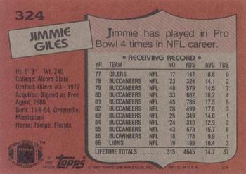 1987 Topps #324 Jimmie Giles Back