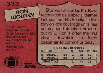 1987 Topps #333 Ron Wolfley Back