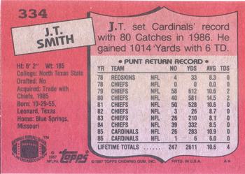 1987 Topps #334 J.T. Smith Back