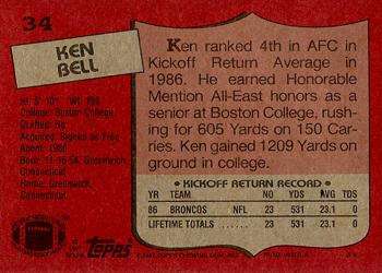 1987 Topps #34 Ken Bell Back