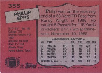 1987 Topps #355 Phillip Epps Back