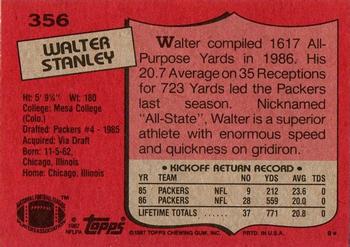 1987 Topps #356 Walter Stanley Back