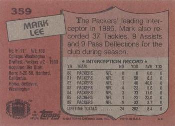 1987 Topps #359 Mark Lee Back