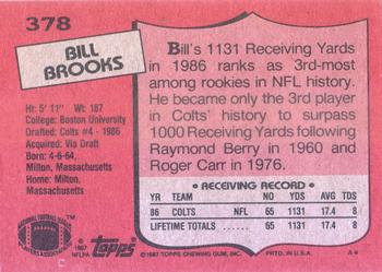 1987 Topps #378 Bill Brooks Back