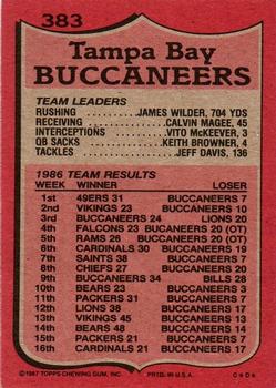1987 Topps #383 James Wilder Back