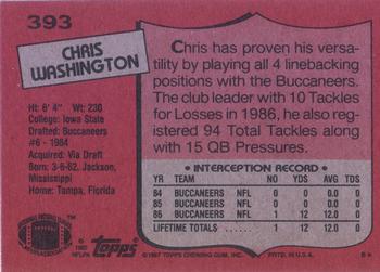 1987 Topps #393 Chris Washington Back