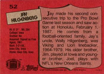 1987 Topps #52 Jay Hilgenberg Back