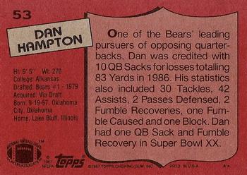 1987 Topps #53 Dan Hampton Back