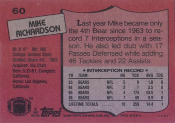 1987 Topps #60 Mike Richardson Back