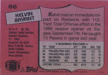 1987 Topps #66 Kelvin Bryant Back