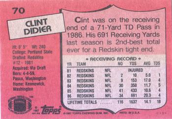 1987 Topps #70 Clint Didier Back