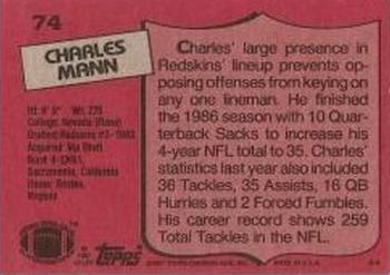 1987 Topps #74 Charles Mann Back