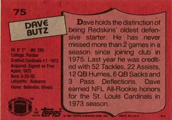 1987 Topps #75 Dave Butz Back