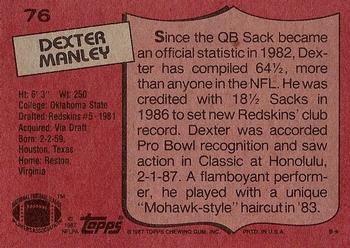 1987 Topps #76 Dexter Manley Back
