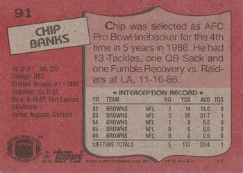 1987 Topps #91 Chip Banks Back