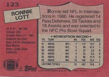1987 Topps #123 Ronnie Lott Back