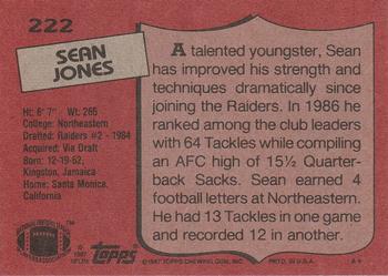 1987 Topps #222 Sean Jones Back