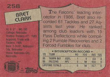 1987 Topps #258 Bret Clark Back