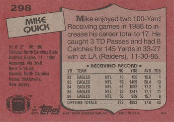 1987 Topps #298 Mike Quick Back