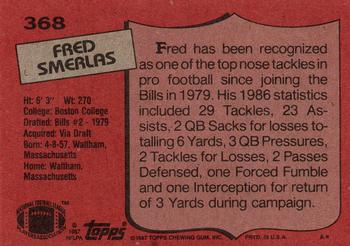 1987 Topps #368 Fred Smerlas Back