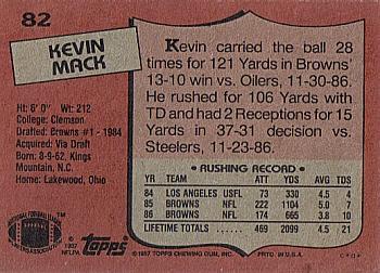 1987 Topps #82 Kevin Mack Back