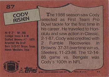 1987 Topps #87 Cody Risien Back