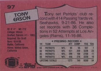 1987 Topps #97 Tony Eason Back