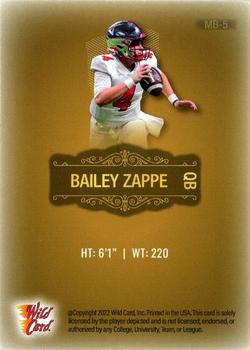 2022 Wild Card Matte #MB-5 Bailey Zappe Back