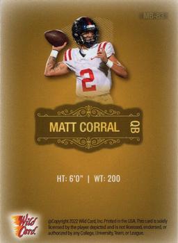 2022 Wild Card Matte #MB-83 Matt Corral Back