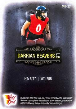 2022 Wild Card Matte - Black #MB-27 Darrian Beavers Back