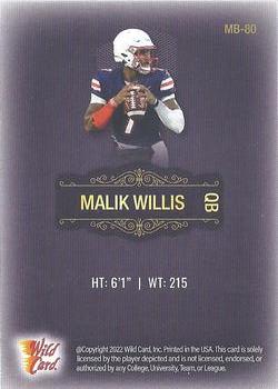 2022 Wild Card Matte - Black #MB-80 Malik Willis Back