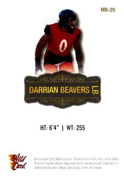 2022 Wild Card Matte - White #MB-29 Darrian Beavers Back