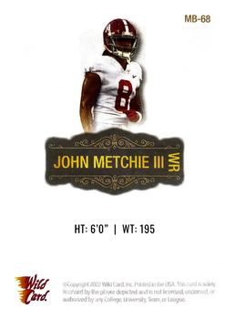 2022 Wild Card Matte - White #MB-68 John Metchie III Back