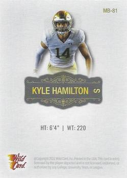 2022 Wild Card Matte - White #MB-81 Kyle Hamilton Back