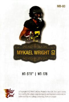 2022 Wild Card Matte - White #MB-93 Mykael Wright Back
