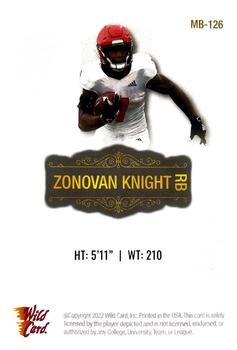 2022 Wild Card Matte - White #MB-126 Zonovan Knight Back
