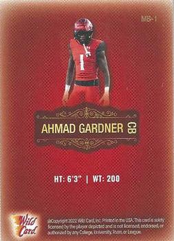 2022 Wild Card Matte - Red #MB-1 Ahmad Gardner Back