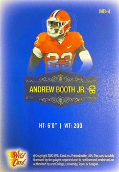 2022 Wild Card Matte - Blue #MB-4 Andrew Booth Jr. Back