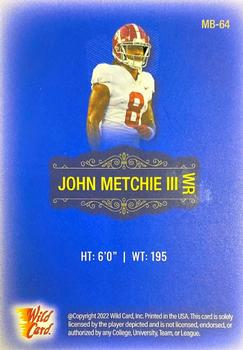 2022 Wild Card Matte - Blue #MB-64 John Metchie III Back