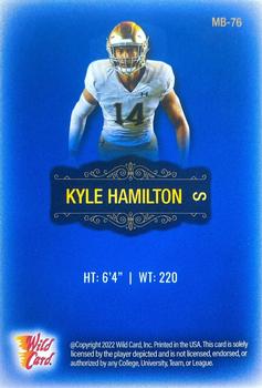 2022 Wild Card Matte - Blue #MB-76 Kyle Hamilton Back