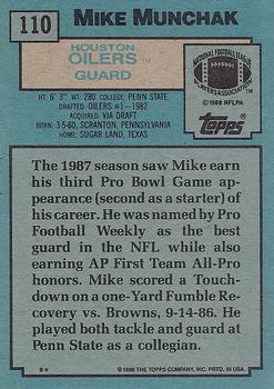 1988 Topps #110 Mike Munchak Back